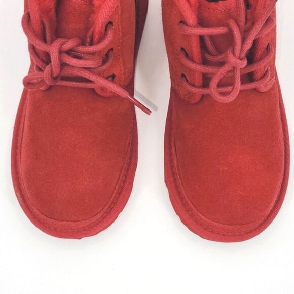 UGG Neumel Chukka Boots Little Kids Size 1 Samba Red Suede UGGpure Wool Winter - Picture 5 of 10
